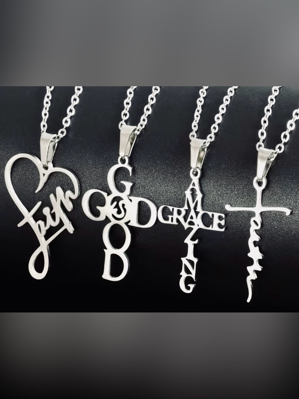 Faith & Love Script Necklace Set - Picture 4 of 13